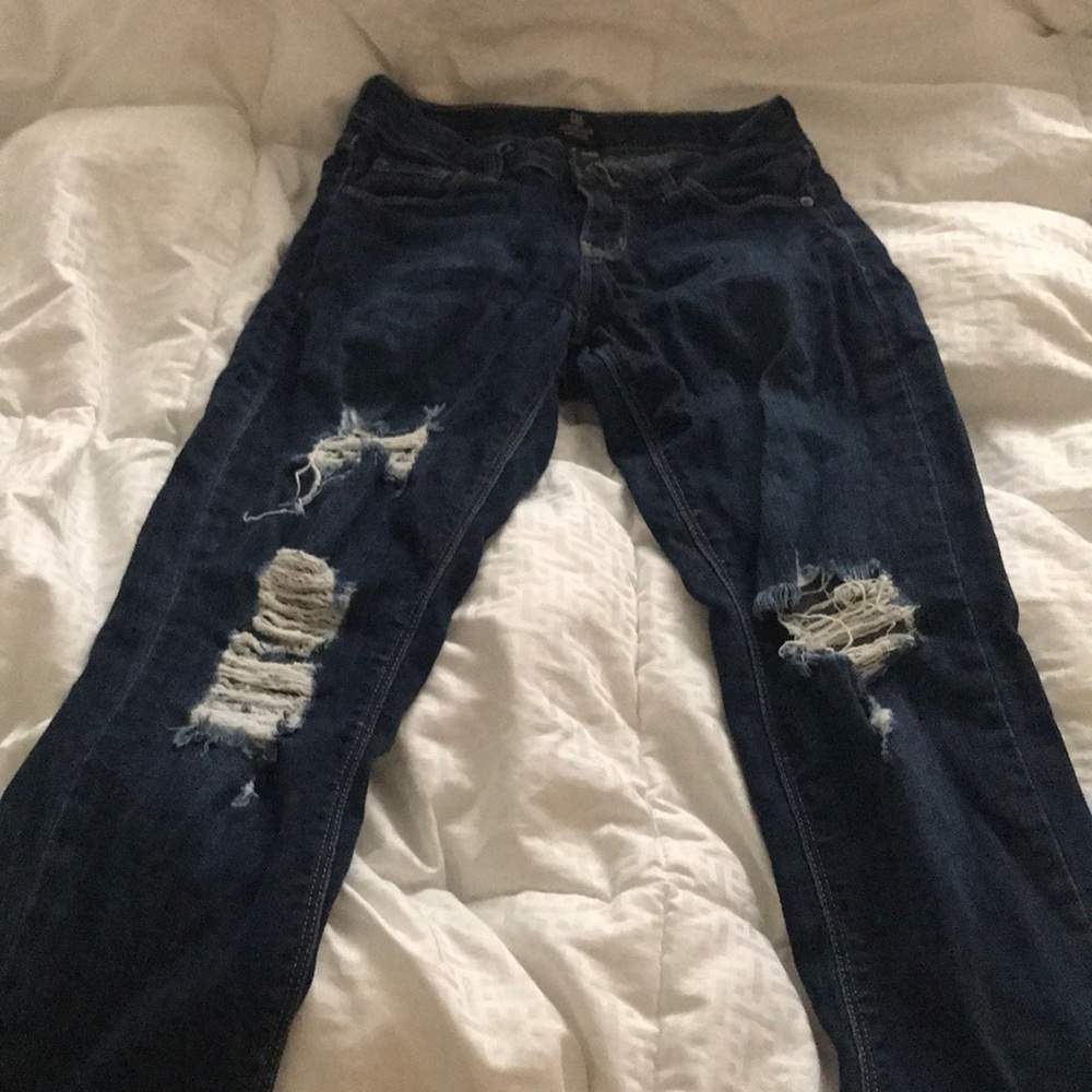 Dark wash ripped jeans